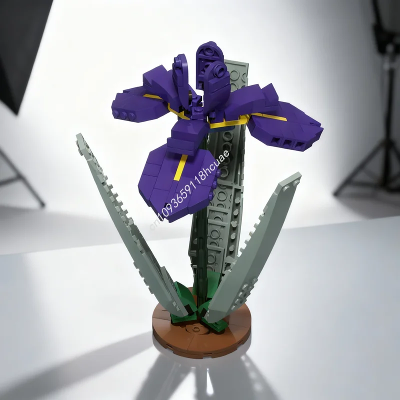 

135 деталей MOC: Модель цветка ириса, конструктор, архитектурный набор, DIY, креативный подарок на Рождество, развивающая игрушка, строительные блоки
