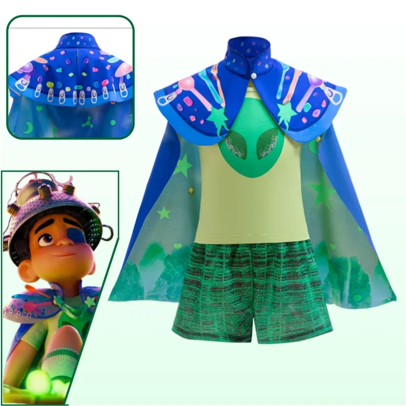 

Nouveau film Elio Cosplay Costume pour garçons vert Alien personnage jeu de rôle cape T-shirt pantalon court fête Halloween