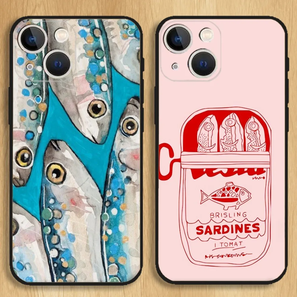 

Sardines Phone Case For iPhone15,14,13,12,11,Pro,Max,Plus,Mini,X,XS,XR,8,7,6,S,Plus,SE Soft Black Case