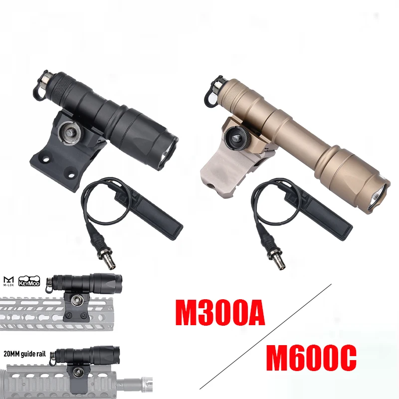 2 Kind DD Tactical Flashlight Base& M300 M300A Weapon Lamp M600 M600C Scout Light Fit 20mm Rail Mlok Keymod Rail System Torch