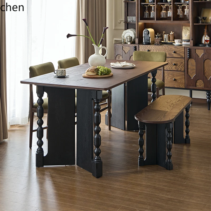 

HSN retro solid wood dining table dining table multi-functional meeting desk restaurant
