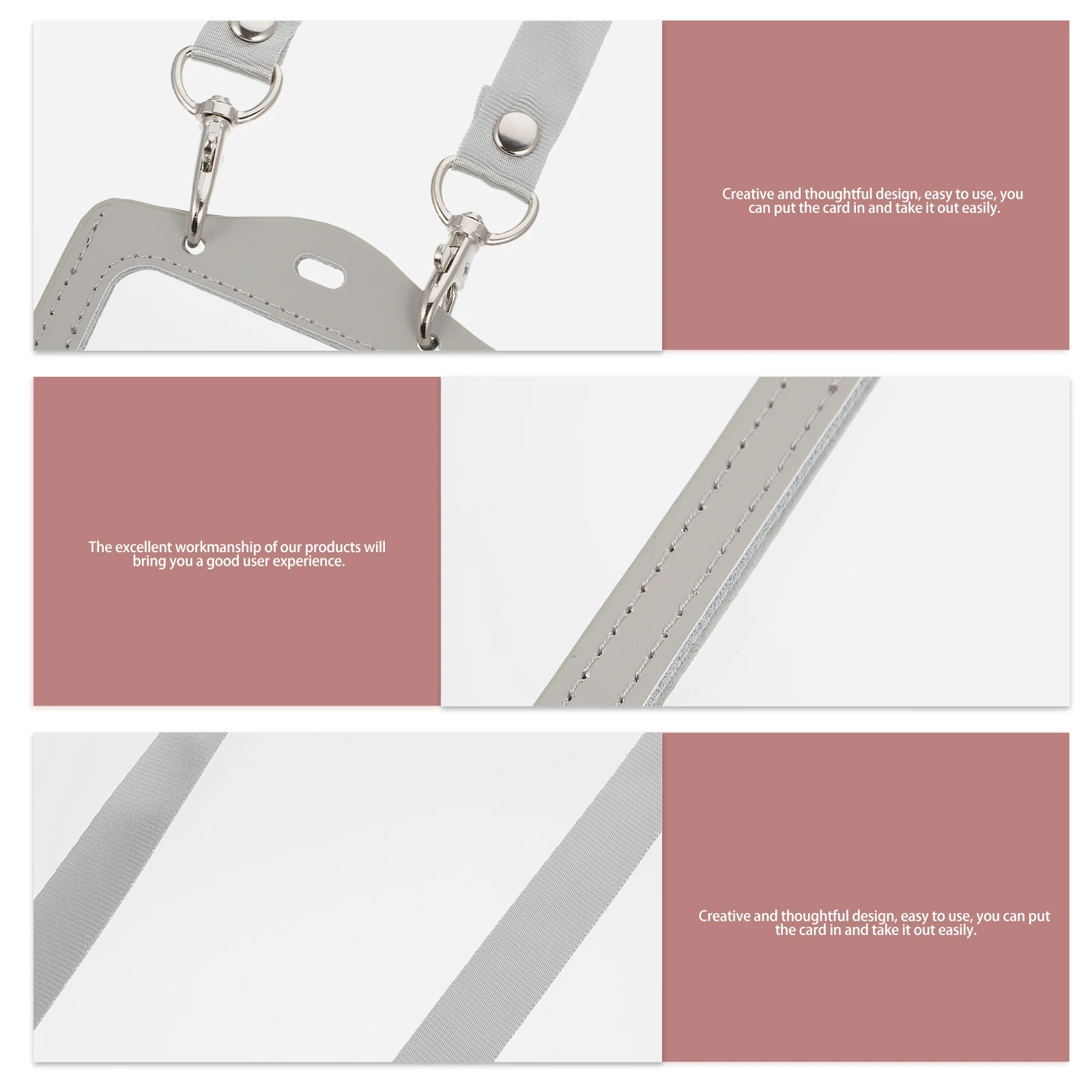 

Premium PU ID Cards Holder Lightweight Double Sided Waterproof Dustproof Work Badge Protector for Employee Business