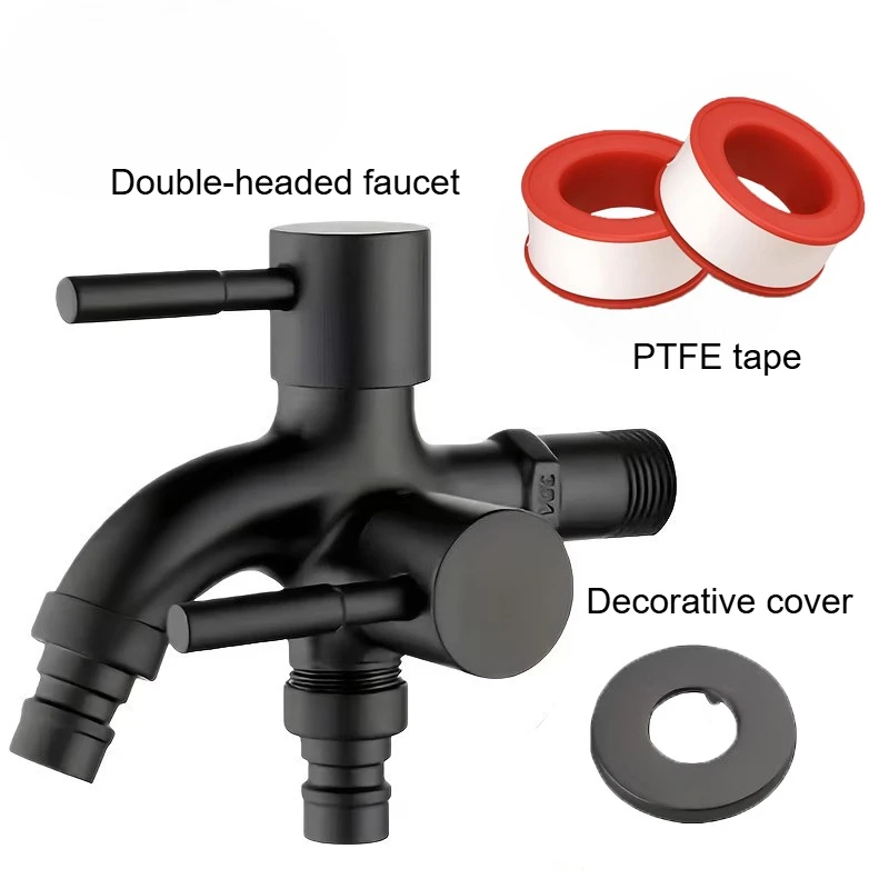 Household Faucets A Set Of Four Heavy-Duty Zinc Alloy Double-Headed Faucets With Separate Hot And Cold Controls - Rust-Resistant