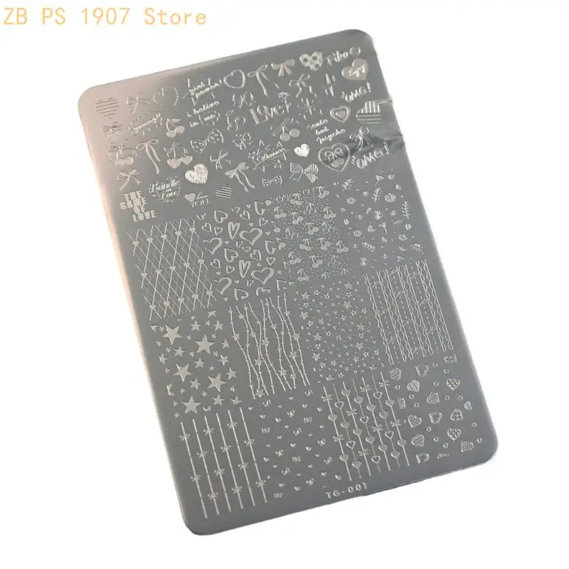 Adorable Heart Lace Bowknot Pattern Stamp Plate Stainless Steel Manicure Tool for Home Salon Use Simple Application 55KA