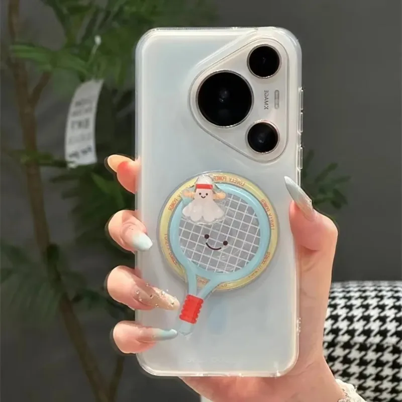 Cute Table Tennis Racket Rotating Magnetic Stand Universal Phone Stand Drama Chasing Artifact view 2