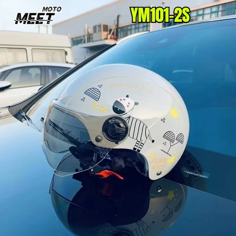 YM101-2S Helmet Cartoon Motorcycle Electric Vehicle Male and Female Knight Light Helmet Scooter Motorbike Moto Bike HelmetS