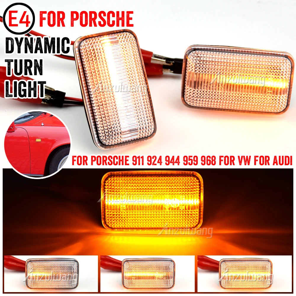 For Porsche 911(930 Type)911 Carrera 2/4 924/924S 944 959 968 Car Dynamic LED Side Turn Signal Marker Light Lamps Blinker