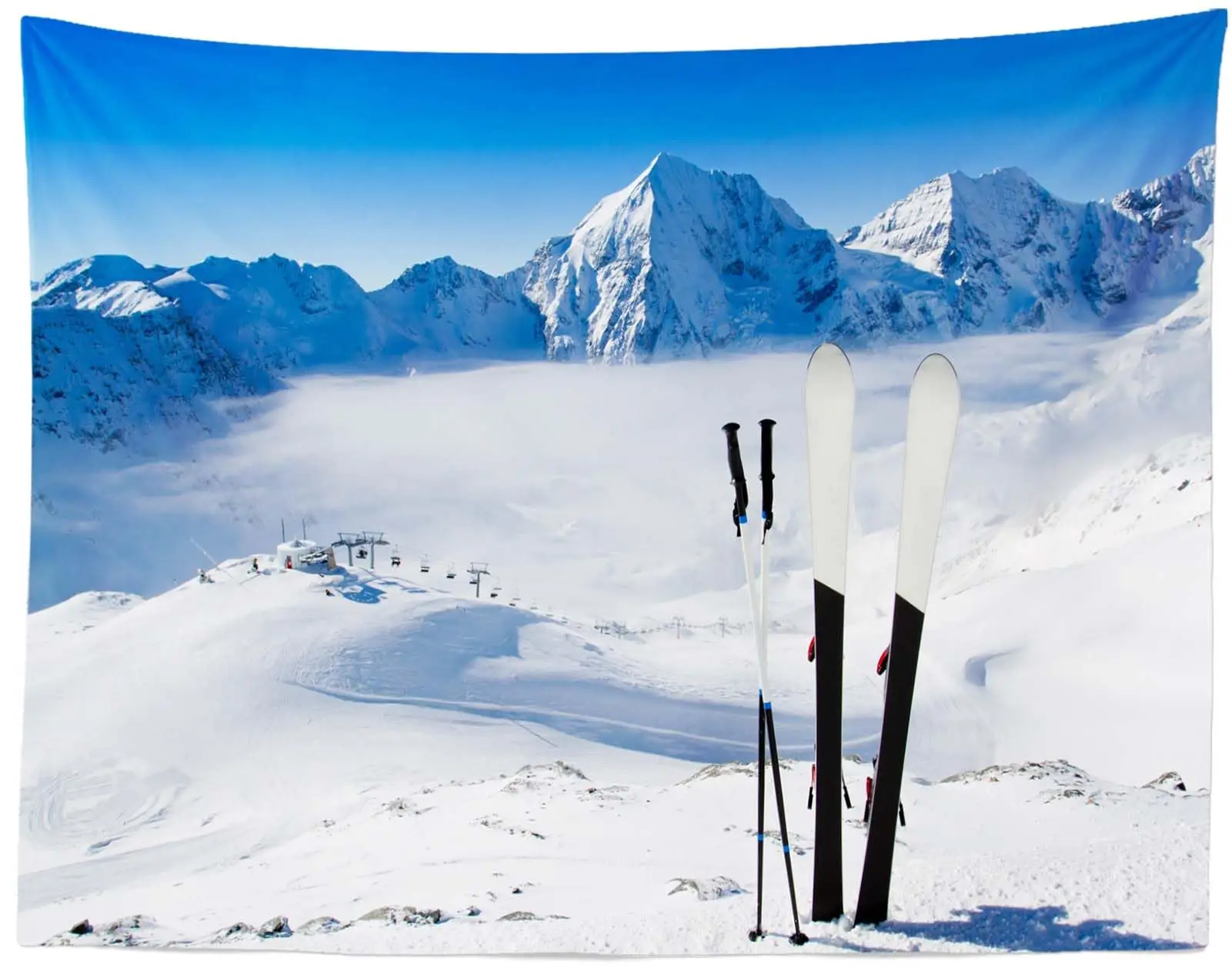 Snow Mountain Scenery Tapestry Extreme Sport Tapestry Skiing Travel Tapestry Home Living Room Dorm Bedroom Decoration Tapestries