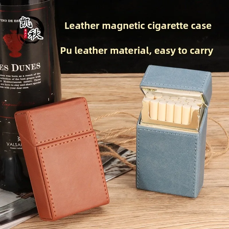

Новый креативный персонализированный портсигар для мужчин и женщин из искусственной кожи, 20 упаковок, влагостойкий откидной портсигар, подарочные гаджеты для курения