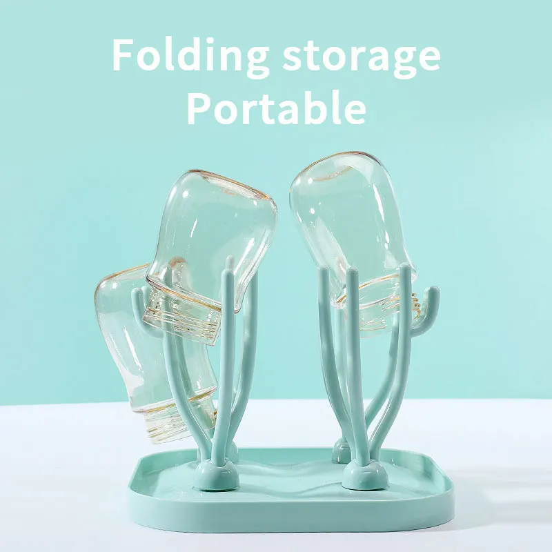 Baby Bottle Rack Foldable Baby Bottle Cleaning Dryer Drainer Baby Pacifier Feeding Cup Holder Detachable Storage Nipple Shelf