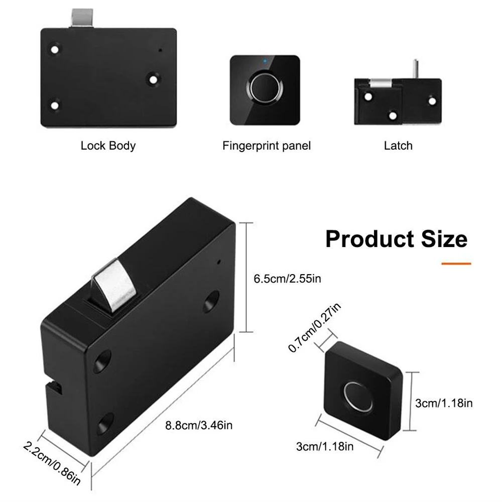 Fechaduras eletrônicas inteligentes de impressão digital, móveis keyless biométricos, gabinete e guarda-roupa