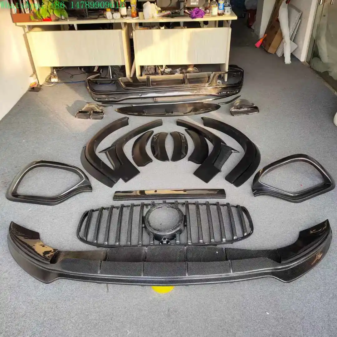 Extreme Makeover2021-2024 For GLS63 450 Carbon Fiber LD Style Body Kit Front Bumper Spoiler Rear Diffuser Car Bumpers Body Kit
