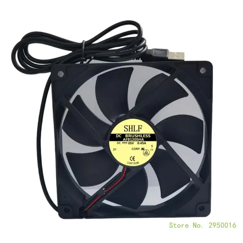 USB Fan 12CM Black USB5V 12025 USB Power Brushless Cooling Fan Computer Heatsink