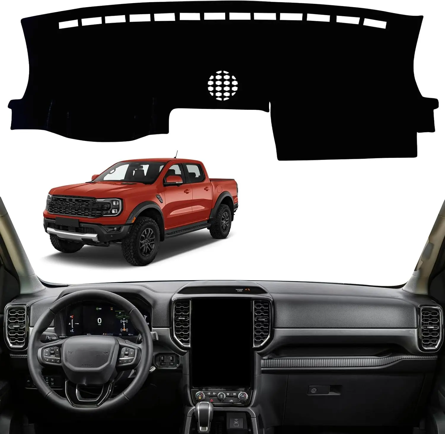 Dashboard Cover Mat for Ford Ranger 2024 2025 Accessories Dash Cover Dash Mat Sunshade Glare UV Rays Non-Slip Protector Interior