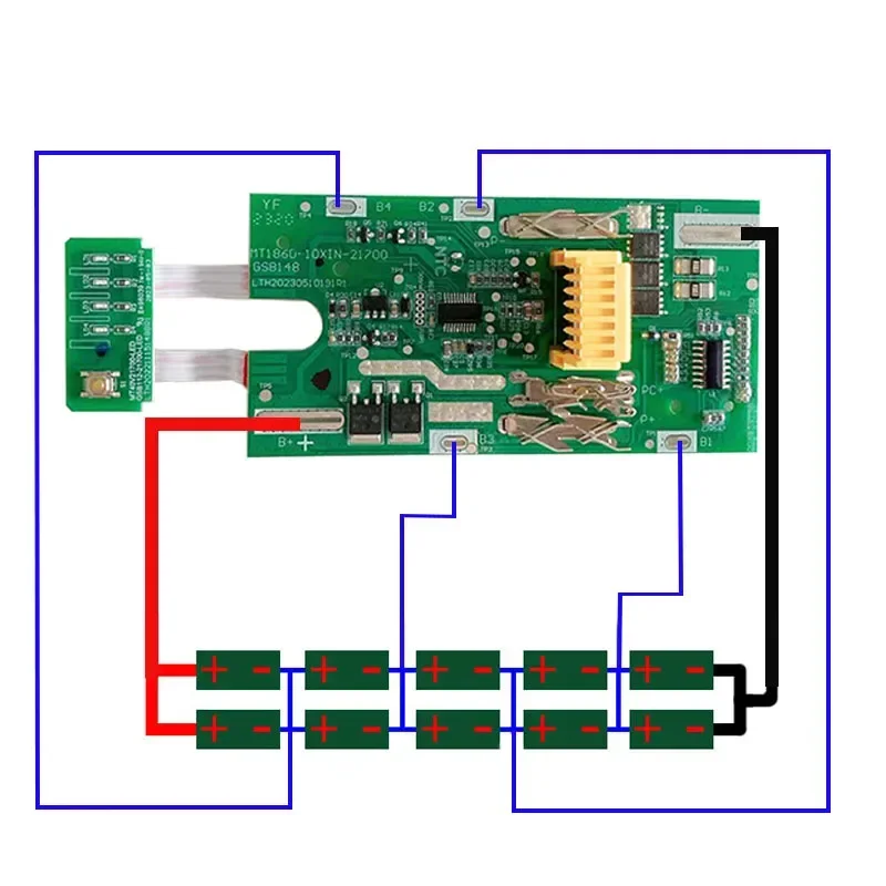 Imagem -04 - Pcb Carregamento Circuito Shell Box para Makita Bateria de Lítio Caixa de Plástico Bl1830 Bl1860 Bl1860 10x21700
