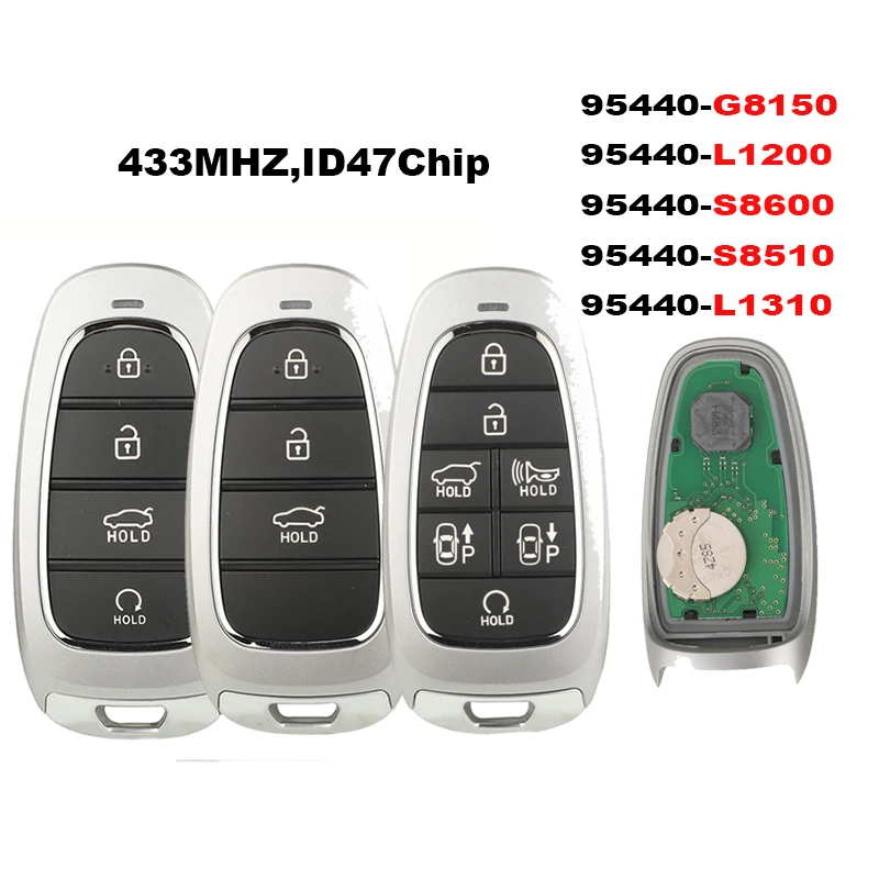 จิงหยูชินรถสมาร์ทคีย์สำหรับฮุนไดโซนาต้า 2020+ Azera 2022 Palisade 2022 Nexo Grandeur Tucson Santa Fe Keyless 433Mhz 47 ชิป