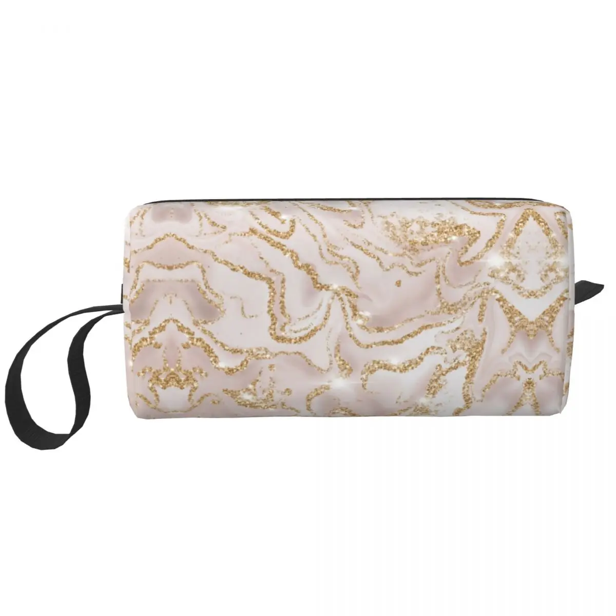 Gold Marble Pattern Cosmetic Bag Women Cute Big Capacity Marble Geometric Print Makeup Case Beauty Storage Toiletry Bags