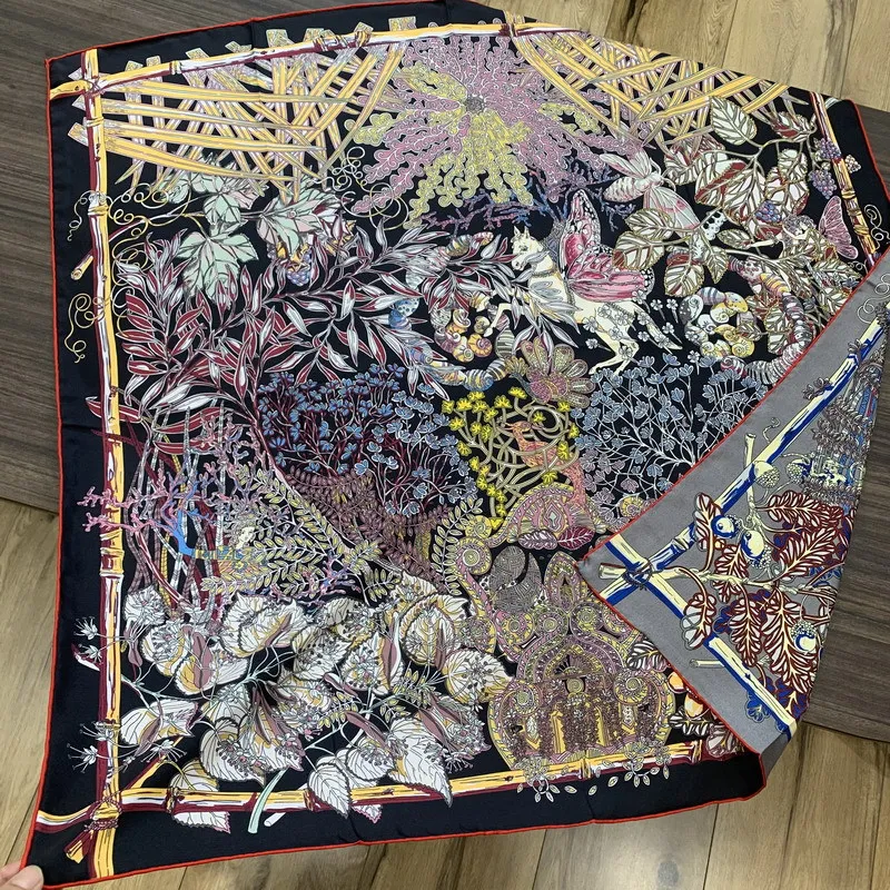 

High Quality Silk Scarf 90CM Women Hand Rolled Square Bandanas Head Bag Accessories Luxury Designers 90 Shawls Hair Neck Scarves