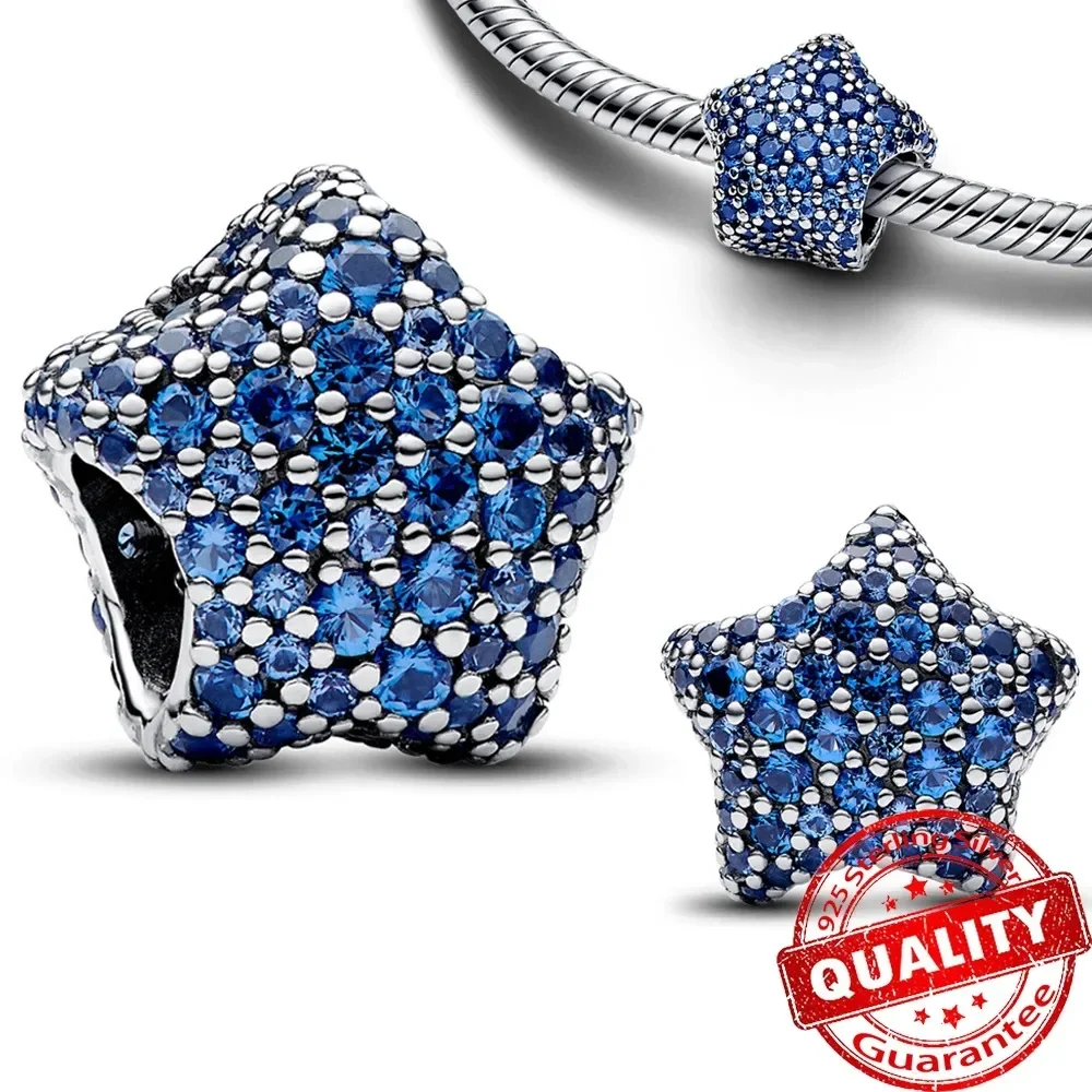 Oryginalny 925 Sterling Silver Blue Mother Moon Butterfly Animal Heart Beads Charms dla Pandora DIY Bransoletki Biżuteria damska Prezent