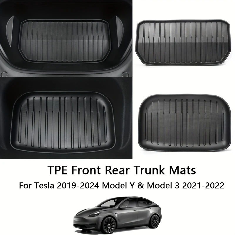 Dla Tesla Model 3 / Y Przednie tylne maty bagażnika Upgrade TPE Lower Trunk Storage Pad Protective Cover Cargo Liner Tray Anti Dirty Pad