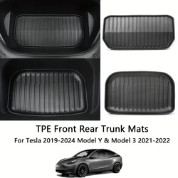 for Tesla Model 3 / Y Front Rear Trunk Mats Upgrade TPE Lower Trunk Storage Pad Protective Cover Cargo Liner Tray Anti Dirty Pad