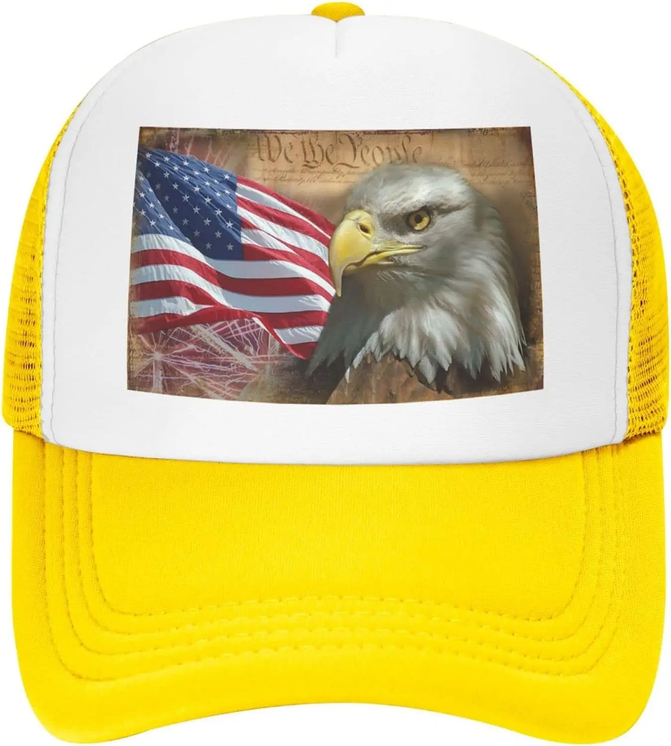 USA Vintage American Flag Bald Eagle Mesh Baseball Cap Dad Hat Trucker Hat Sun Cap