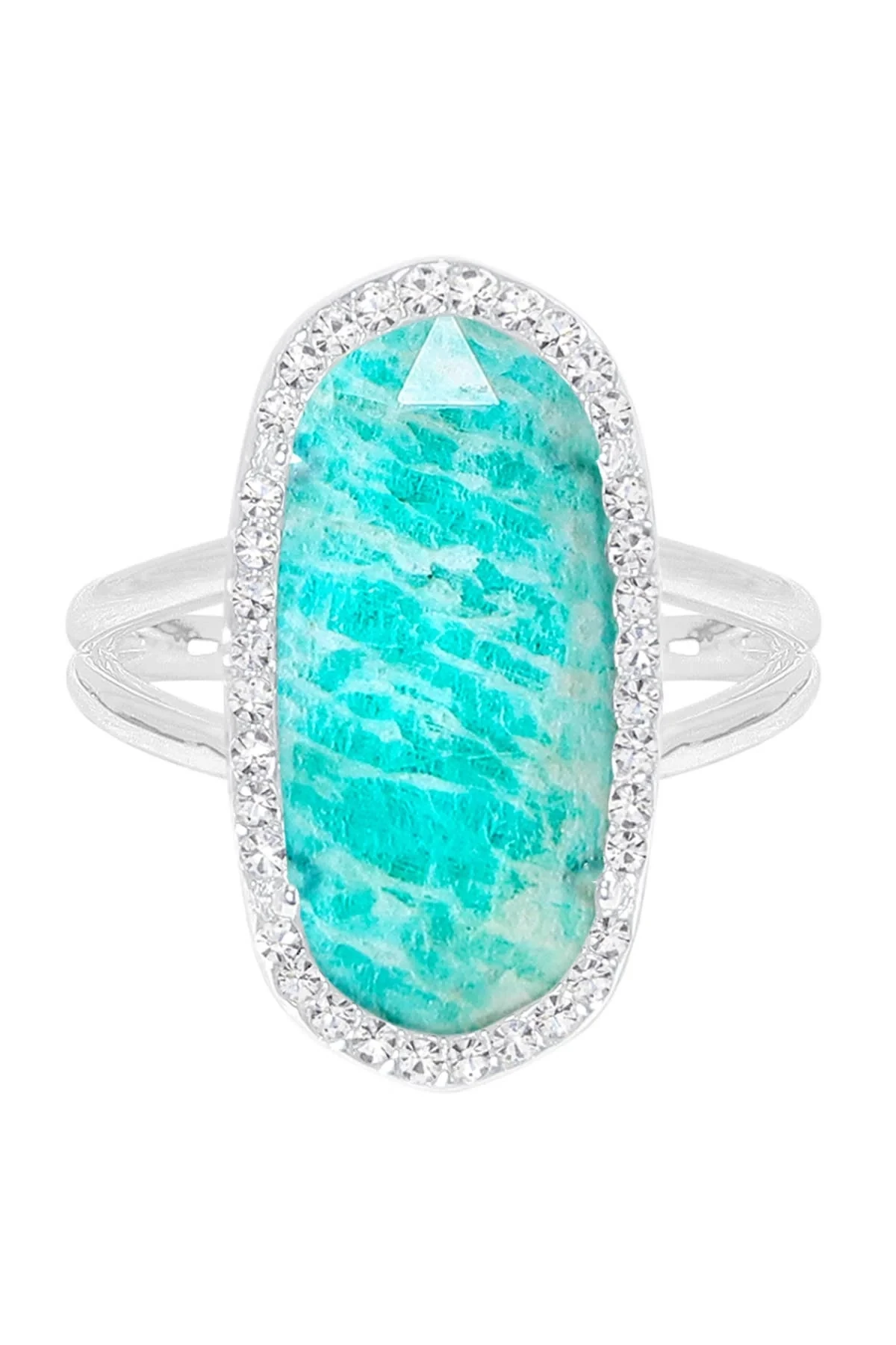 Fashion Russian Amazonite Gemstone Halo Ring with Austrian Crystal Jewelry for Women Party Gifts US Size 5-12