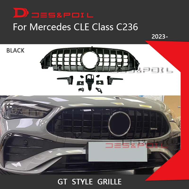 For Mercedes CLE Coupe C236 GT Grille Vertical Front Bumper Racing Grill Mesh 2023 2024 CLE300 CLE450 Cabriolet