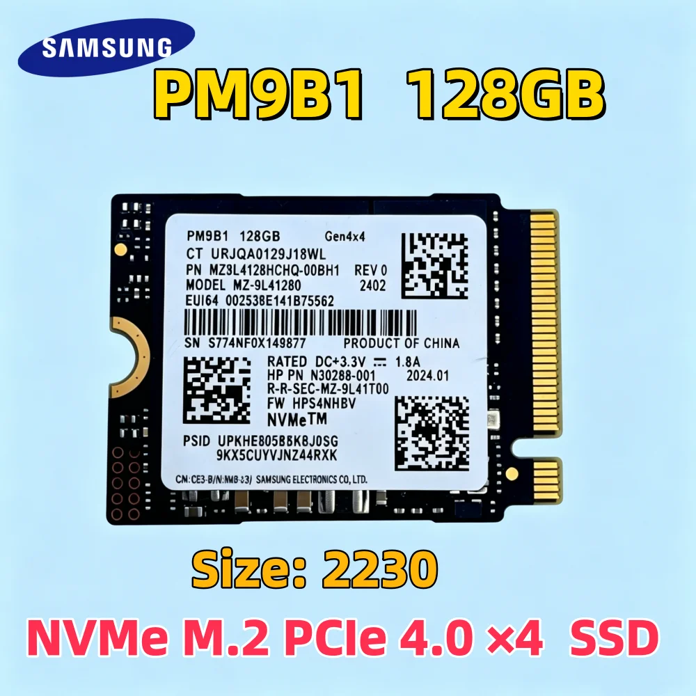 SAMSUNG SSD PM9B1 128GB PCIe 4.0 × 4 NVMe M.2 Size 2230 Internal Solid State Drive for Laptop Desktop OEM packaging
