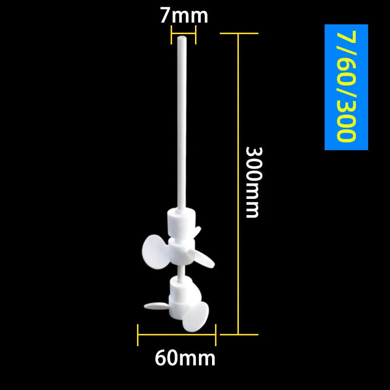 Pá de mistura de PTFE resistente a altas temperaturas, agitação de camada dupla, haste de agitação de 3 lâminas, laboratório, 300-500mm