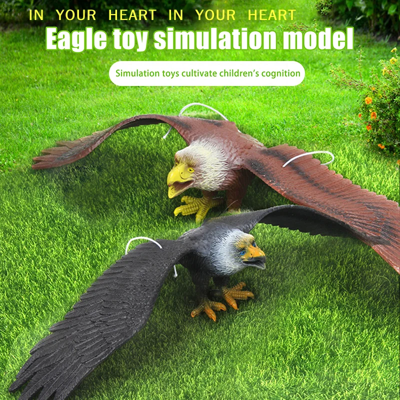【X】1 Piece Outdoor Eagle Figurine Hanging Bird Deterrent Plastic Eagle Ornament Vivid Flying Bird Hawk Decoy Garden Scarecrow