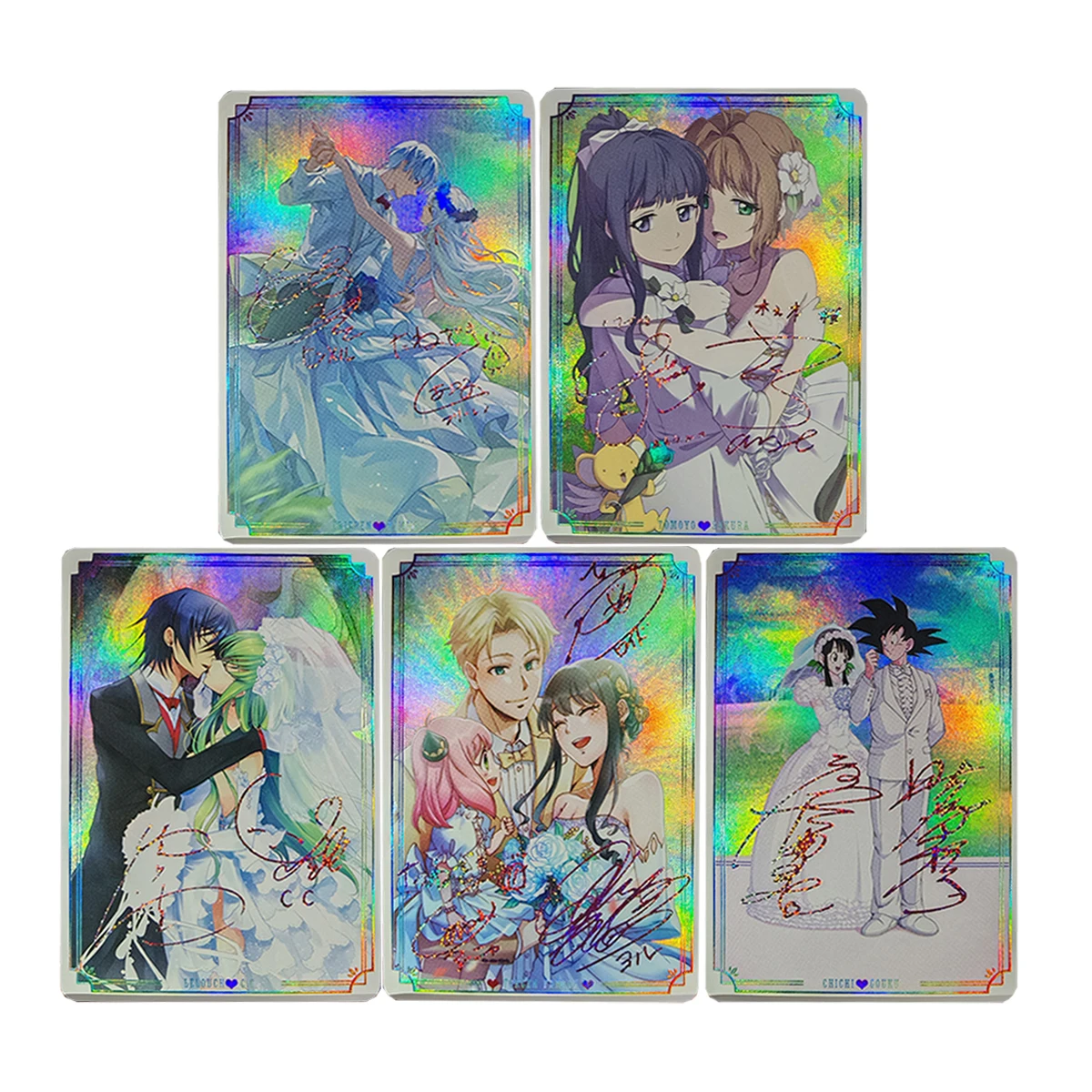 

5Pcs/set 63X88Mm Diy Goddess Story C.c. Frieren Cp Collection Signature Card Refraction Color Flash Sakura Anime Card Gift Toys