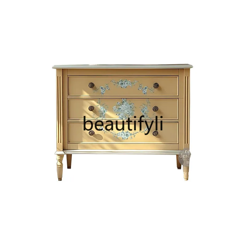 light luxury porch cabinet, ultra-thin solid wood painted chest cabinet, facing the door at home, drawer decorative cabinet