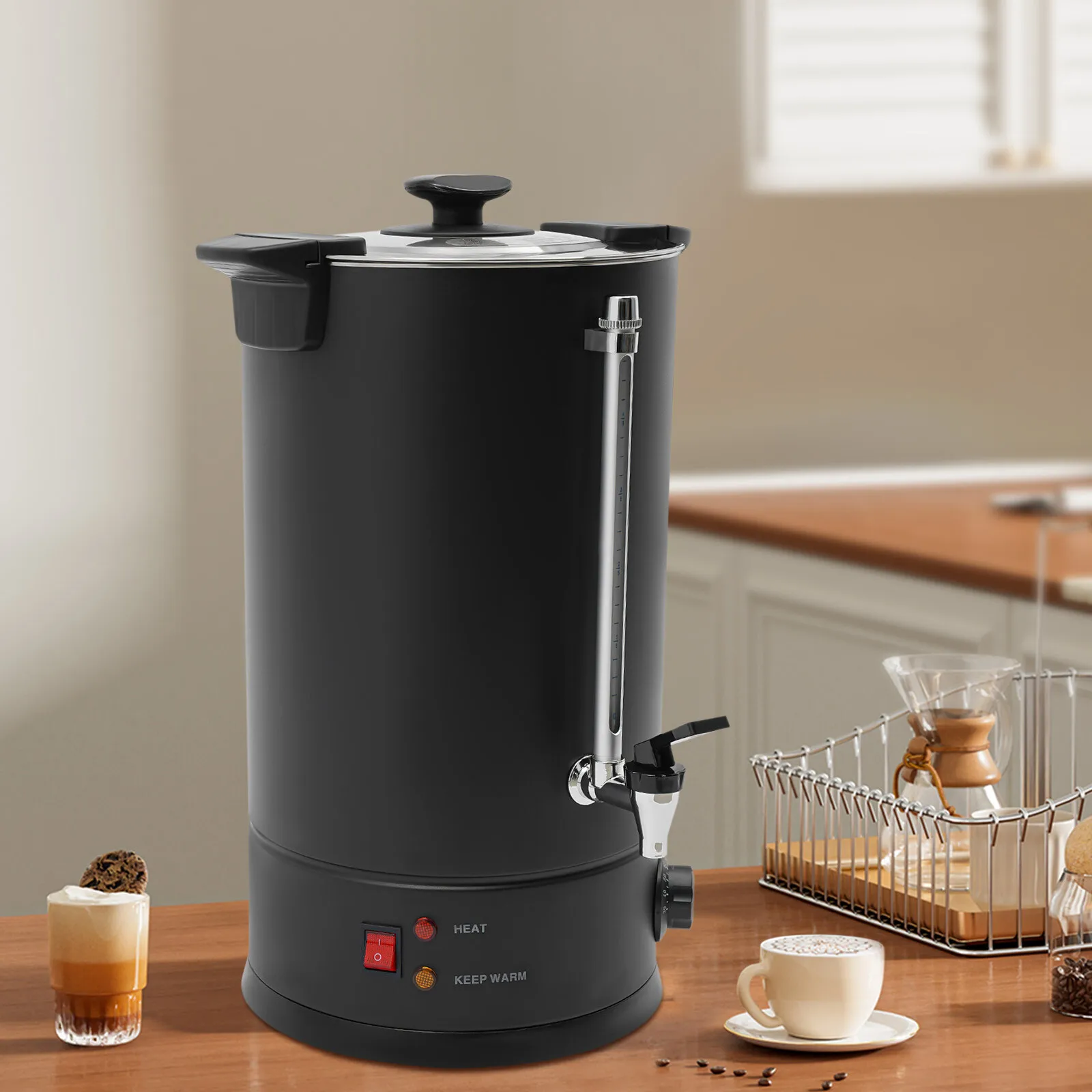 1400 W 15 l/3,96 Gallonen kommerzielle Kaffeekanne, Heißwasserspender, Heißgetränkespender aus Edelstahl