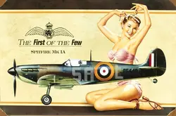 British Ww2 Vintage Metal Sign Spitfire Mkia Pinup Girl Vintage Metal Tin Signs Metal Sign 8X12 Inches