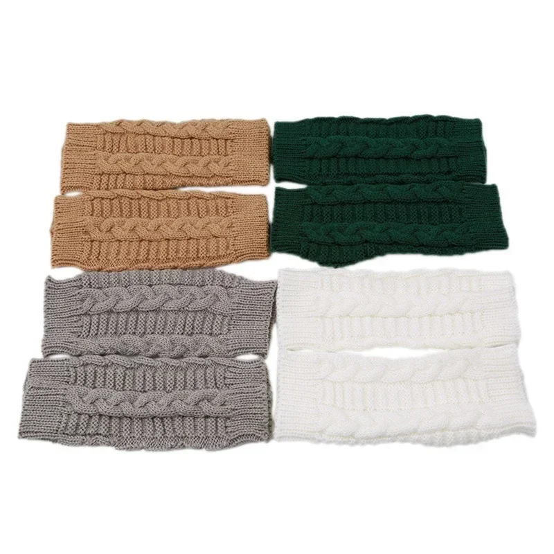 Women Long Fingerless Gloves Winter Mitten Knitted Warmer Arm Sleeve Thin Casual Soft Fingerless Unisex Gloves