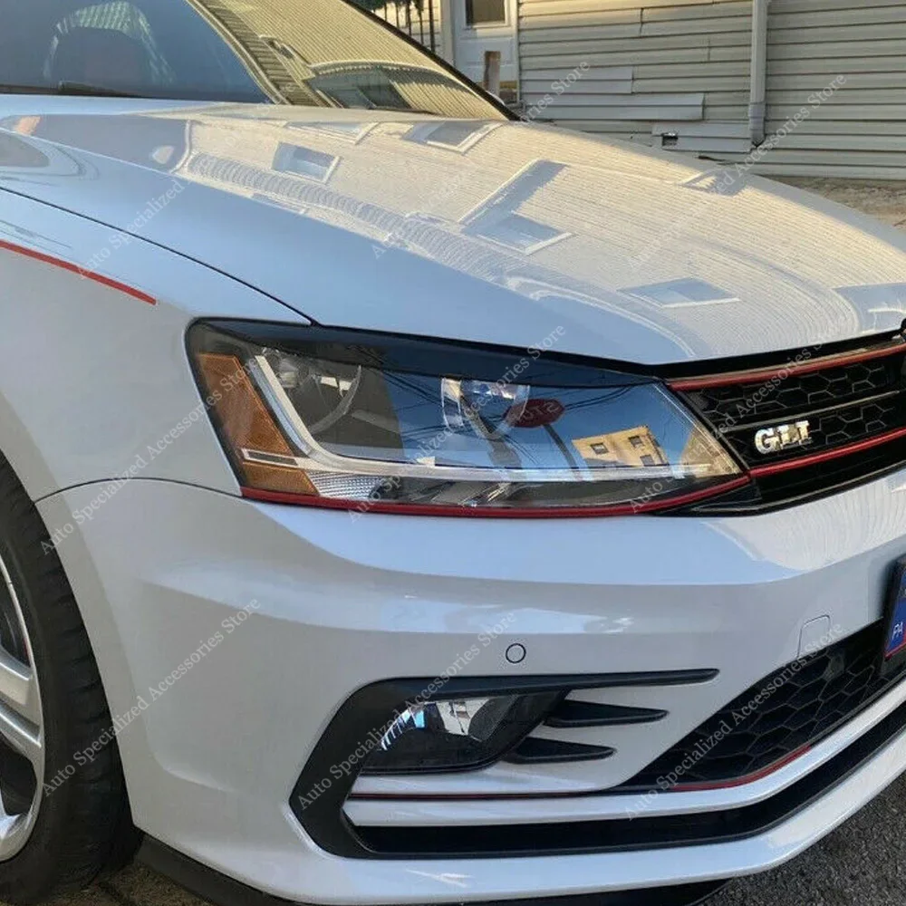 Dla VW Jetta MK6 ABS Gloss Evil Eyebrows Eyelids Jetta 6 162 TSI TDI GLI Sedan BodyKit Headlight 3D Sticker 2010-2017 Tuning
