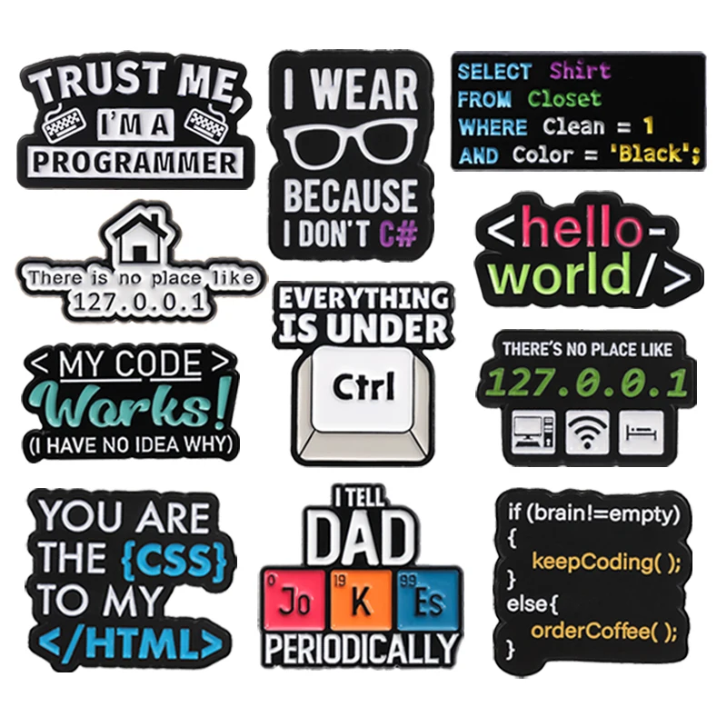 Program Code Enamel Pins There Is No Place Like 127.0.0.1 Coding Joke HTML CSS Computer Programmer Geek IP Address Badge Gifts
