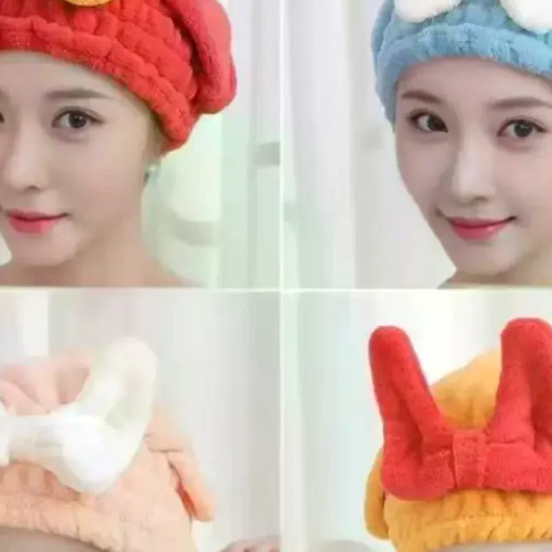 Microfiber Drying Hair Caps For Women Girls Quick Dry Hair Towel Turban Hat Bathing Soft Hair Towel Wrap With Cute Butterfly Bow
