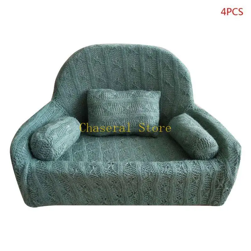 E7CE Fashionable Newborn Photography Props Khaki Sofa for Baby Photoshoot Chair for Pictures DIY Cowboy Children