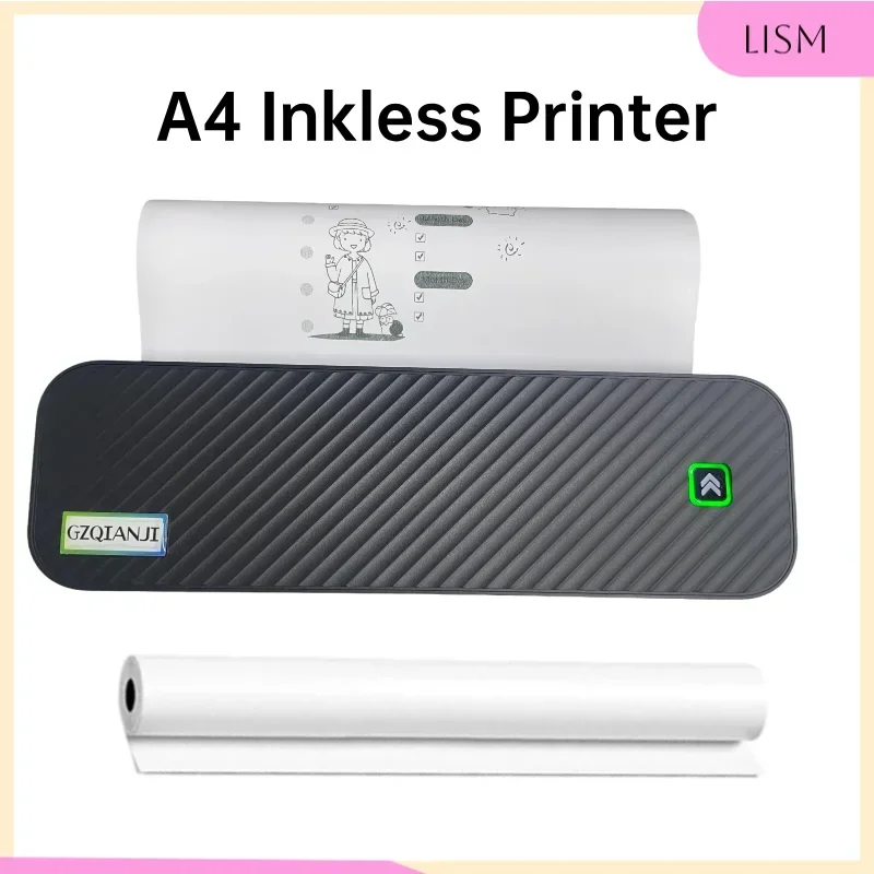 LISM Pocket A4 Printer Inkless Portable Photo Document Bluetooth Wireless World PDF Print Home Office Mobile Use Thermal Printer