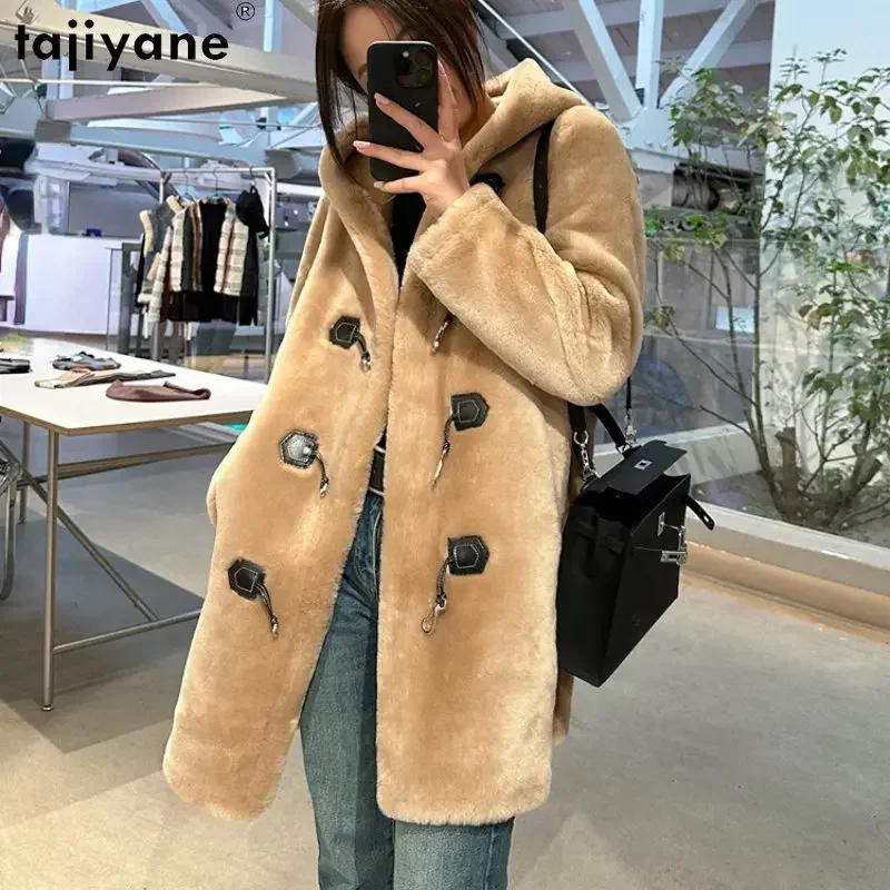 

Tajiyane Natural Sheep Fur Coat Women Real Fur Coats Hooded Fashion Long Jacket Genuine Leather Fur Jackets Jaqueta Feminina