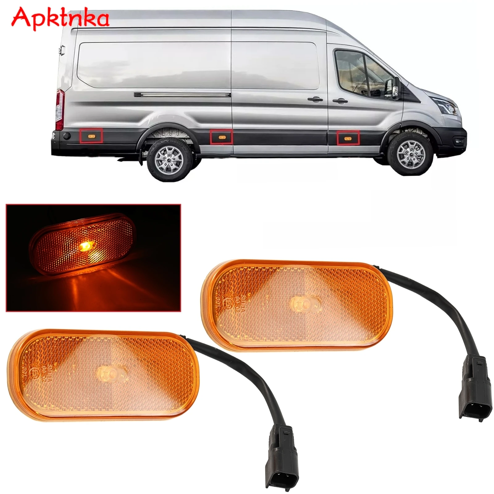 

2X For FORD TRANSIT MK8 2014-2020 Side Marker Lights Lamp Lens Replacement BK31-15442-CB