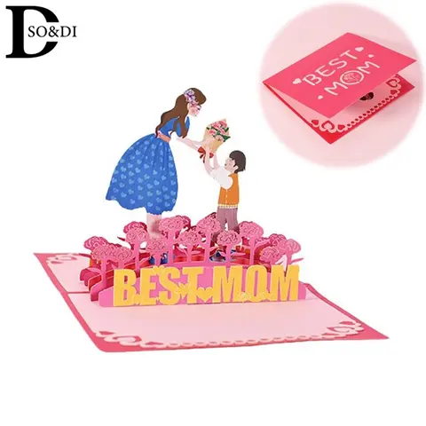 어머니의 날을 위한 3D 팝업 인사말 카드 절묘한 추수감사절 선물 초대장 카드 해피 어머니의 날 최고의 엄마 카드