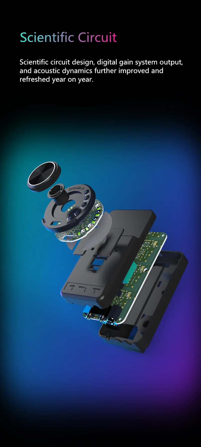 DOUBLE OS1 Vibration Akustikgitarren-Tonabnehmer, schwarze Resonanztechnologie, EQ, digitaler Vorverstärker, Reverb Chorus Delay, Mikrofonfunktion – Detail 6