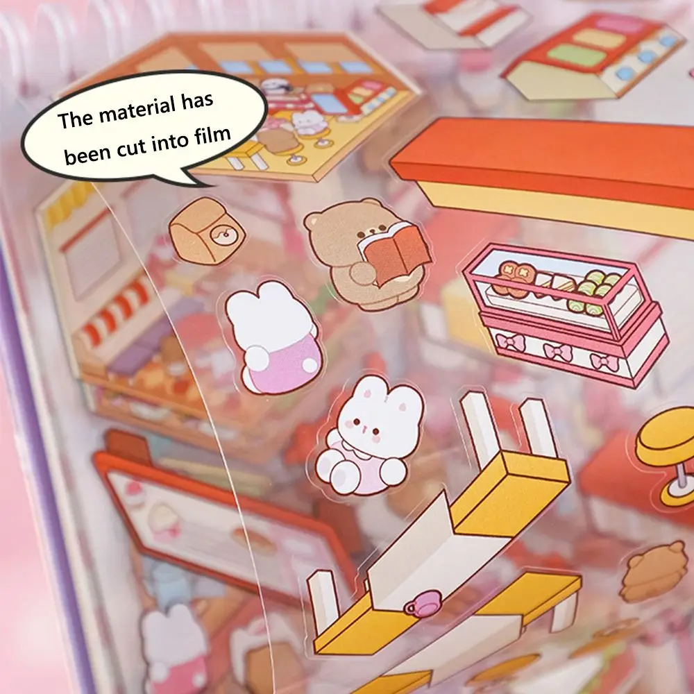 

Мультяшные 3D пейзажные наклейки для снятия стресса, магазин хлеба, ландшафтный дизайн, наклейка для скрапбукинга, игры, миниатюрные наклейки сцены для родителей-