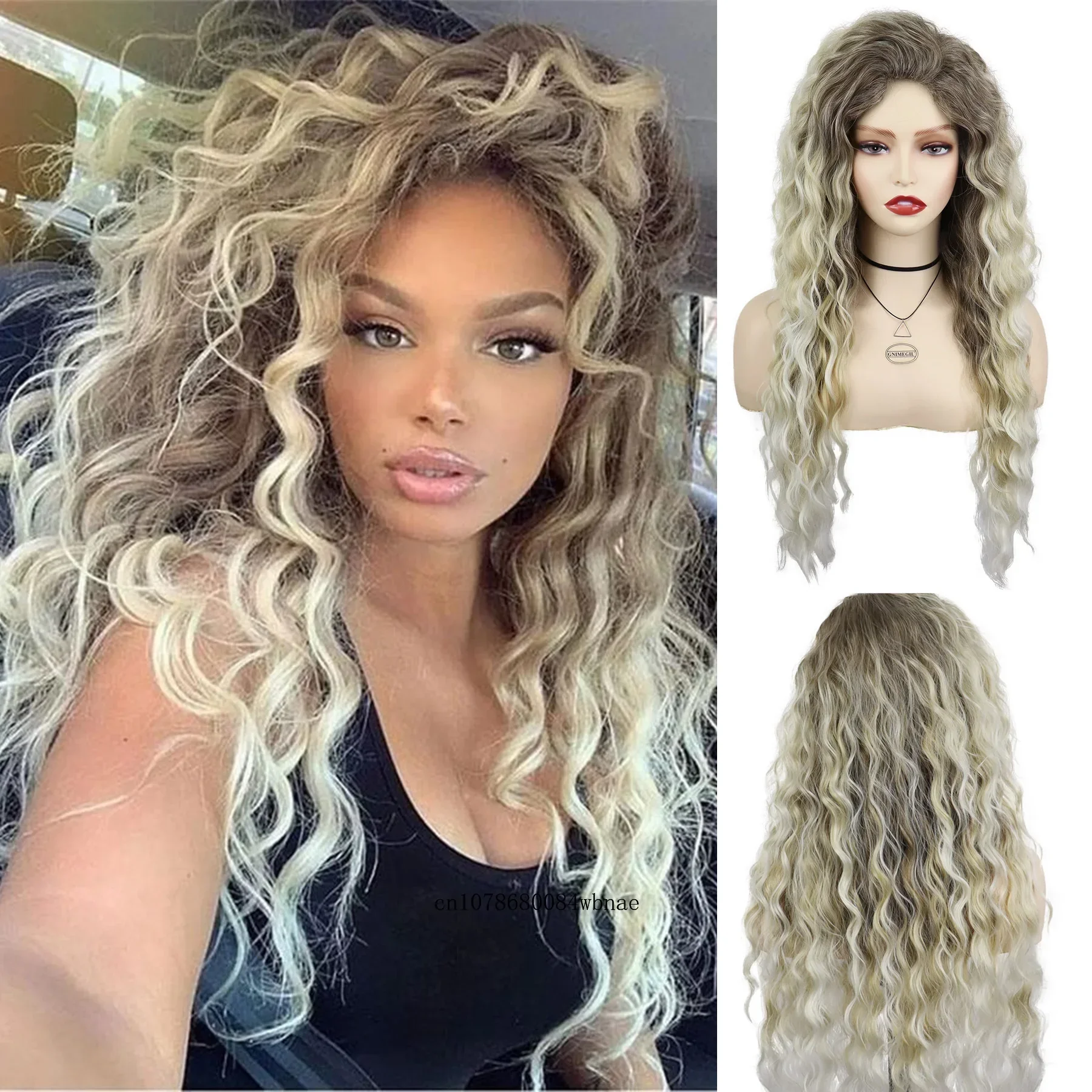 

Long Wavy Synthetic Sexy Wigs for Women Role Play Ash Blonde Curly Layered Wigs 80s Halloween Carnival Party Wig Heat Resistant