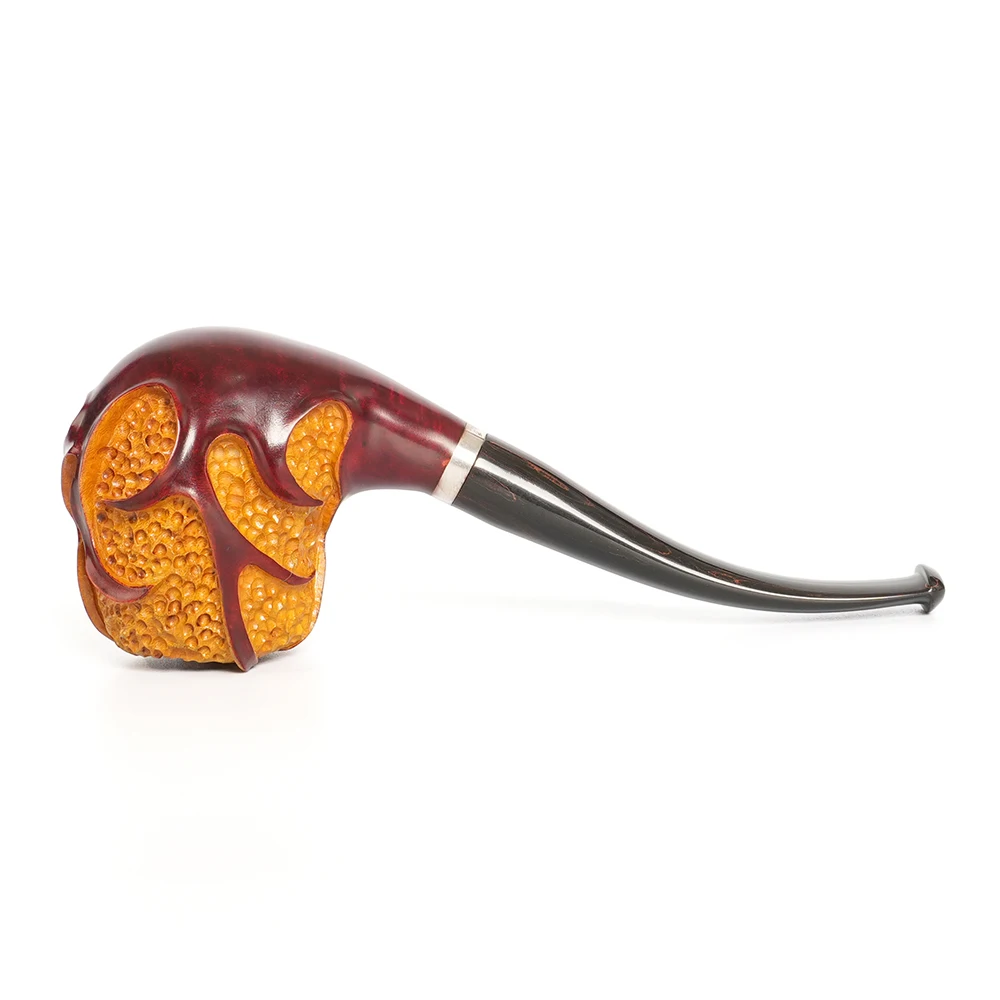 MUXIANG briar tobacco pipe smoking flower pipe Cumberland pipe mouthpiece curved handle  Heath wood pipes SherlockHolmes pipe