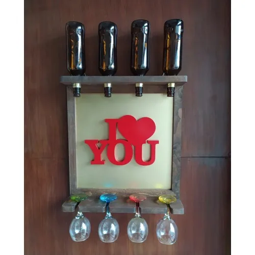 Bahat I Love You Leaf Wooden Beer Wine Kadehlik Goblet Hanger