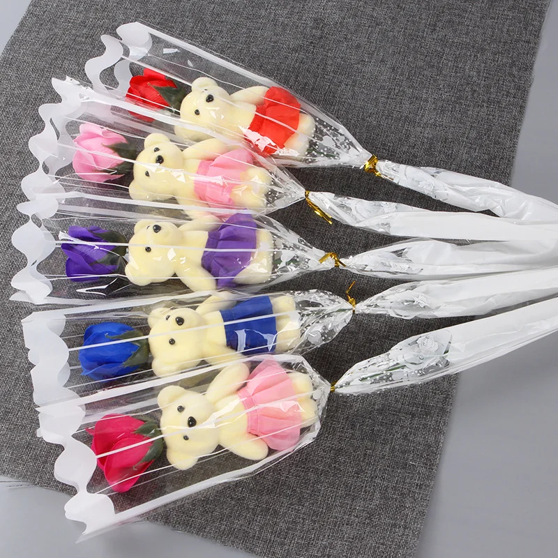 1/3 Stück Rosenbär Künstliche Blumensträuße für Valentinstag DIY Geschenk Dekoration Hochzeitsdekoration Partyzubehör Heimdekoration – Detail 9